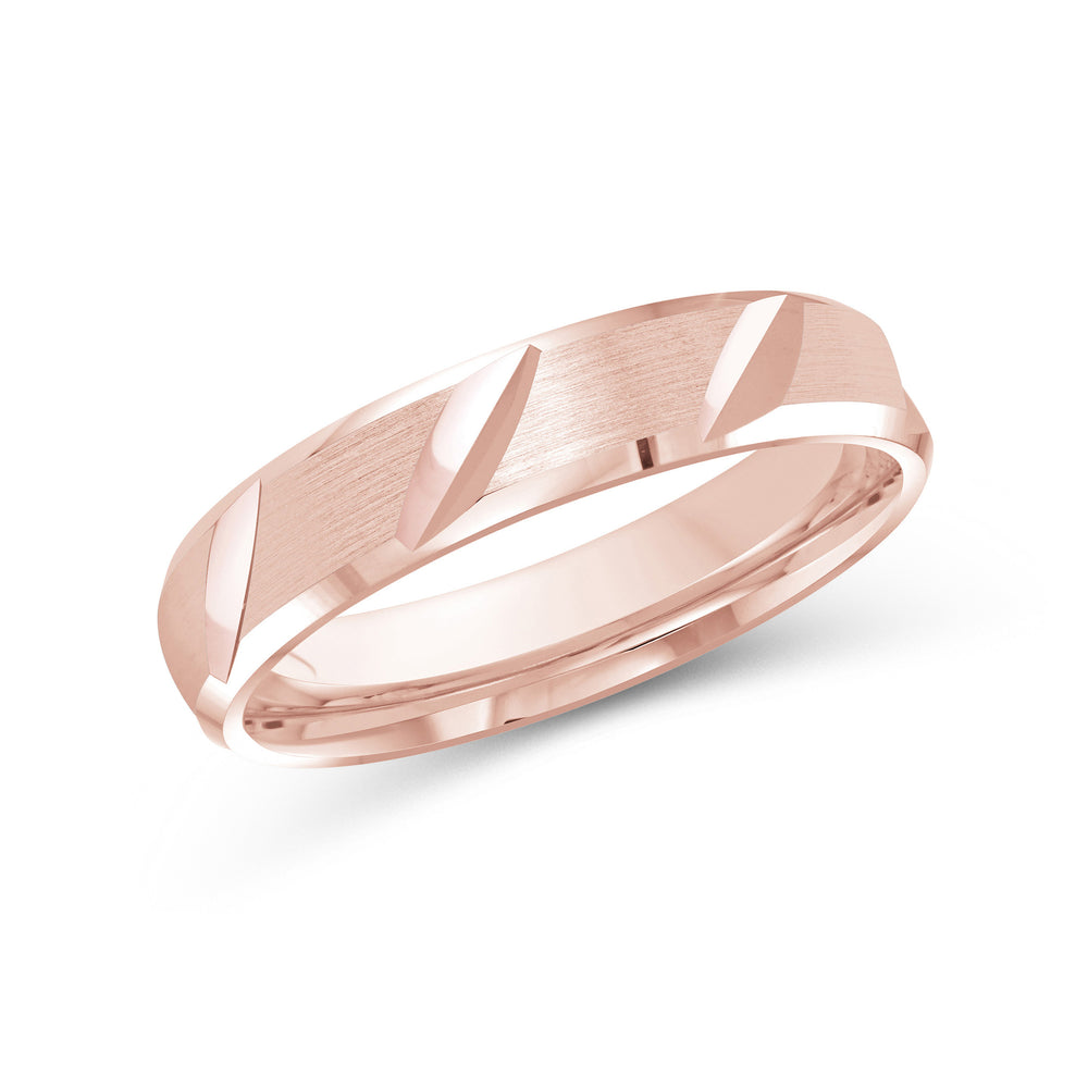 Grooved Diagonal Men's Band with 18KT Rose Gold / 4 Cut Diamond in 14KT Rose Gold / 4 view 1
