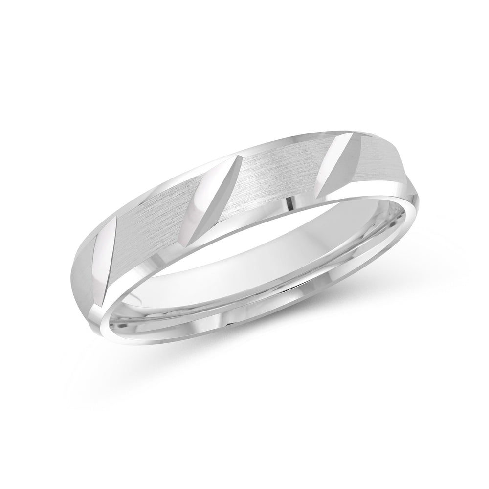 Grooved Diagonal Men's Band with Platinum / 4 Cut Diamond in 14KT Platinum / 4 view 1
