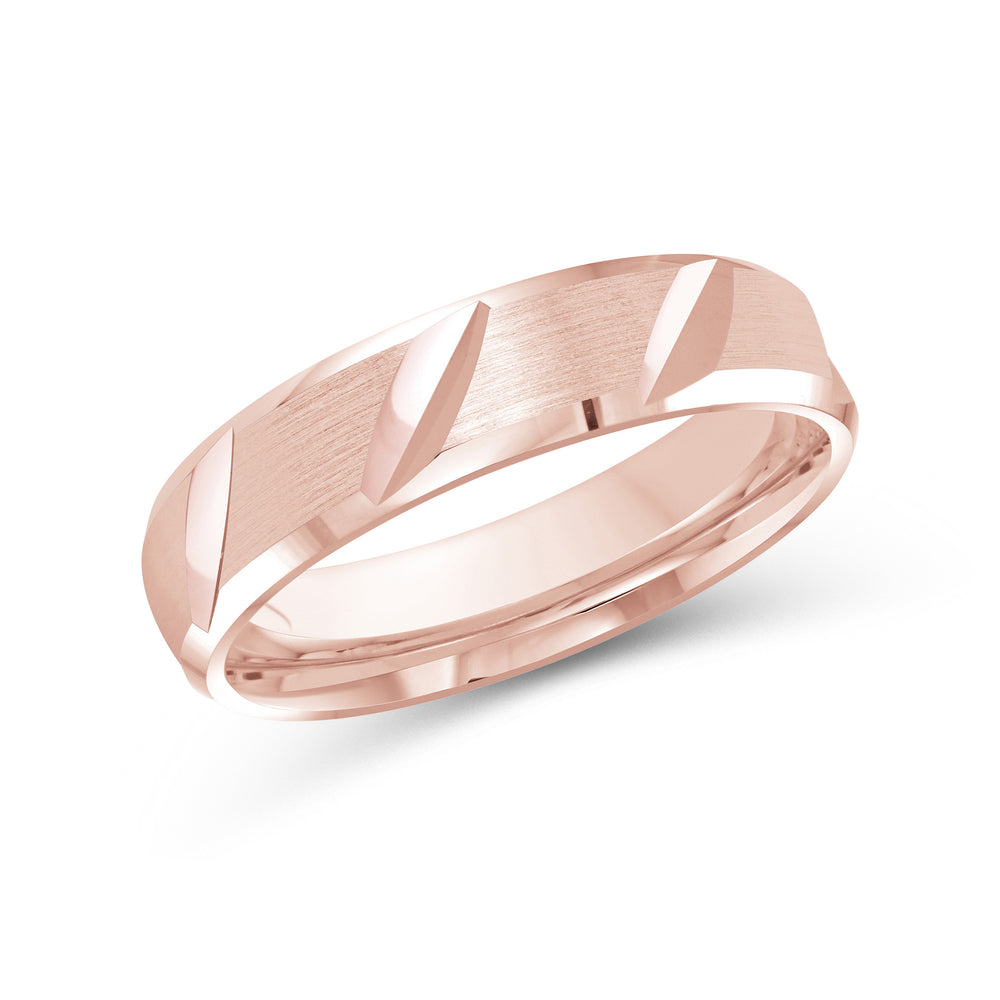 Grooved Diagonal Men's Band with 18KT Rose Gold / 5 Cut Diamond in 14KT Rose Gold / 5 view 1
