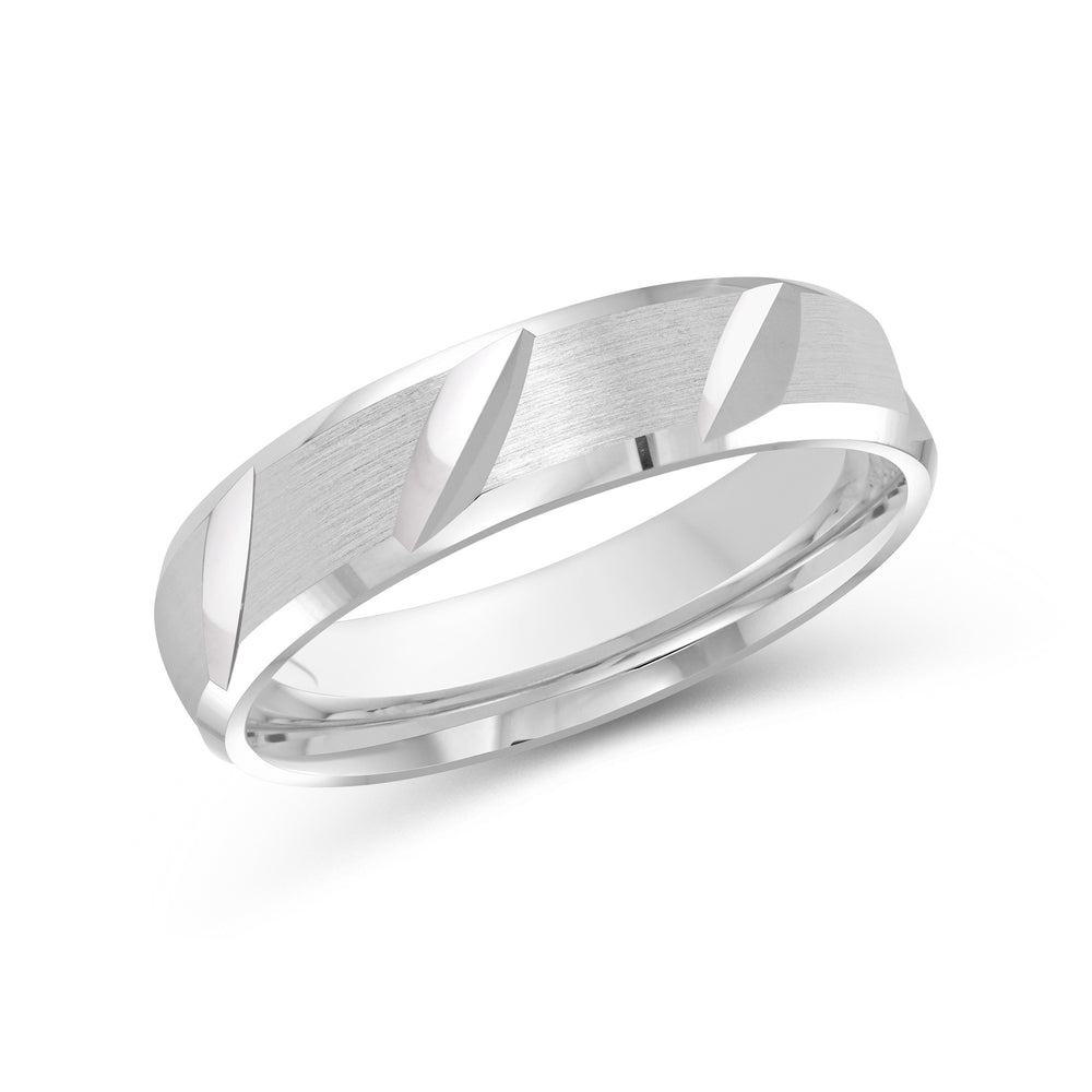 Grooved Diagonal Men's Band with Platinum / 5 Cut Diamond in 14KT Platinum / 5 view 1
