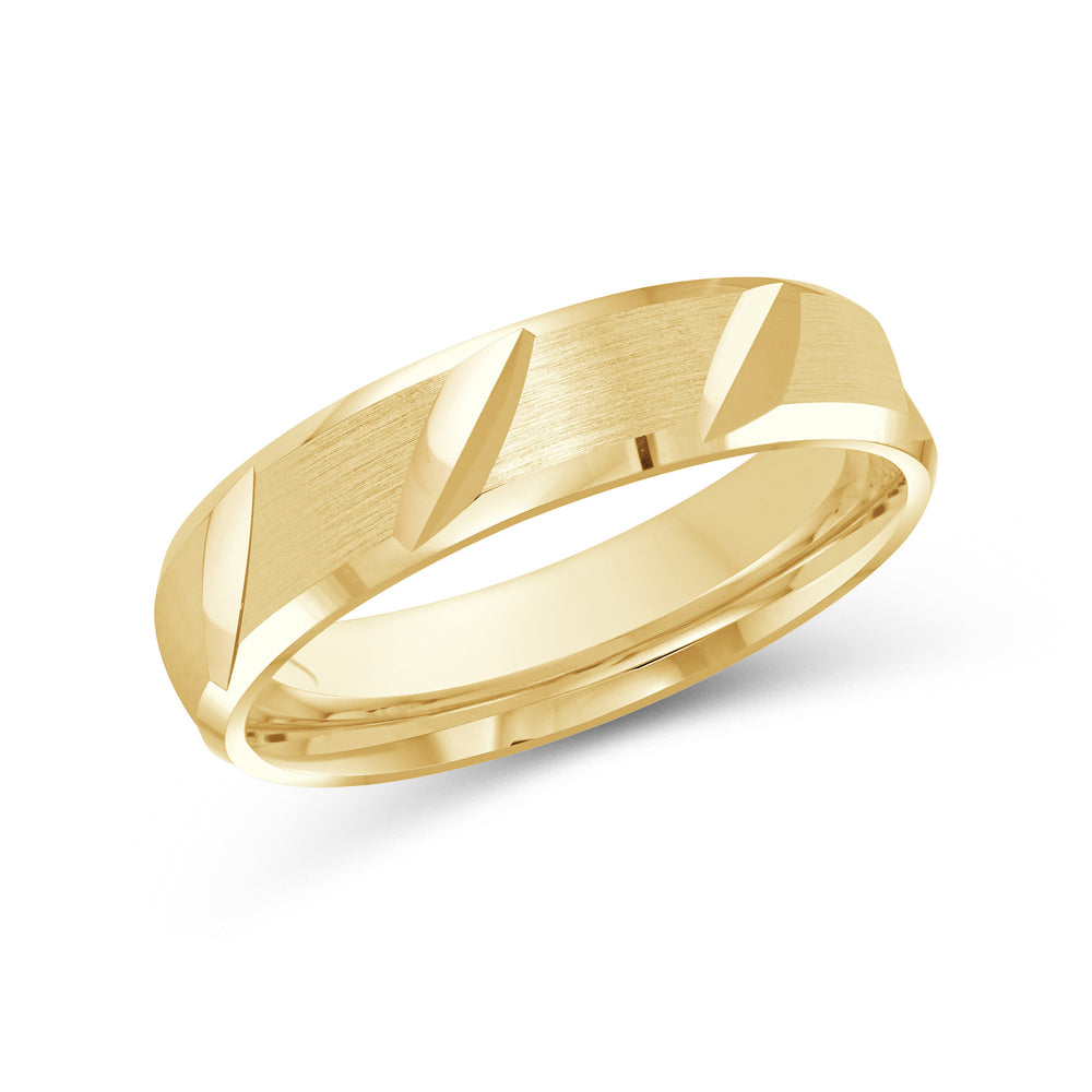 Grooved Diagonal Men's Band with 18KT Yellow Gold / 5 Cut Diamond in 14KT Yellow Gold / 5 view 1
