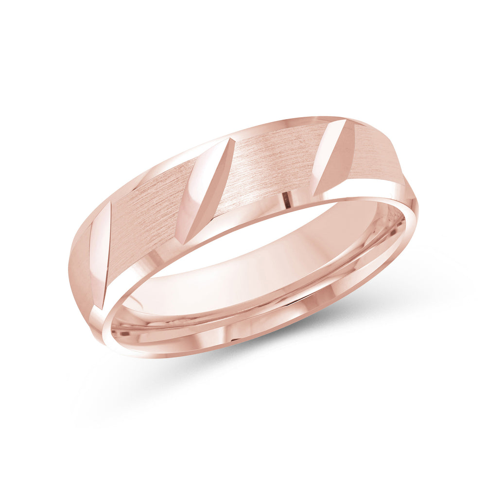 Grooved Diagonal Men's Band with 18KT Rose Gold / 6 Cut Diamond in 14KT Rose Gold / 6 view 1
