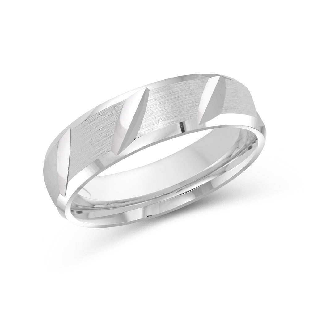 Grooved Diagonal Men's Band with Platinum / 6 Cut Diamond in 14KT Platinum / 6 view 1
