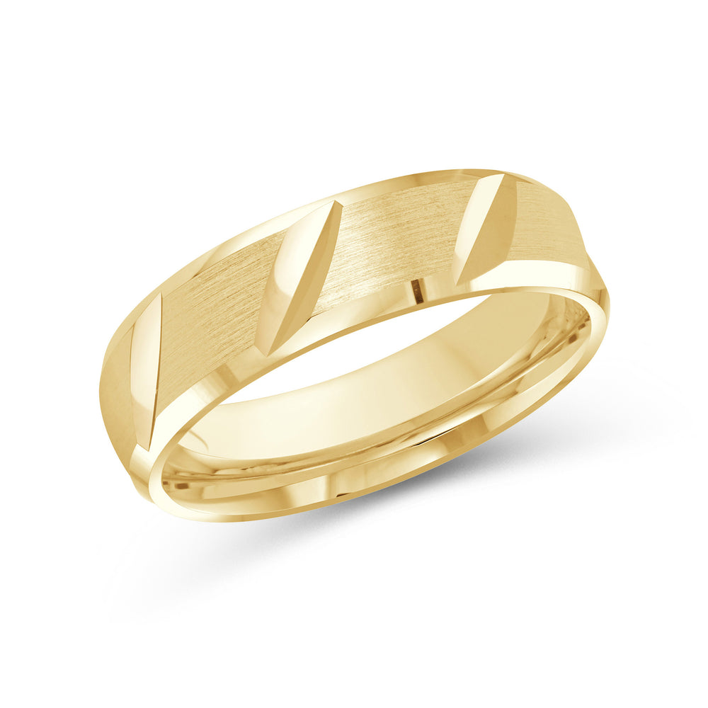 Grooved Diagonal Men's Band with 18KT Yellow Gold / 6 Cut Diamond in 14KT Yellow Gold / 6 view 1
