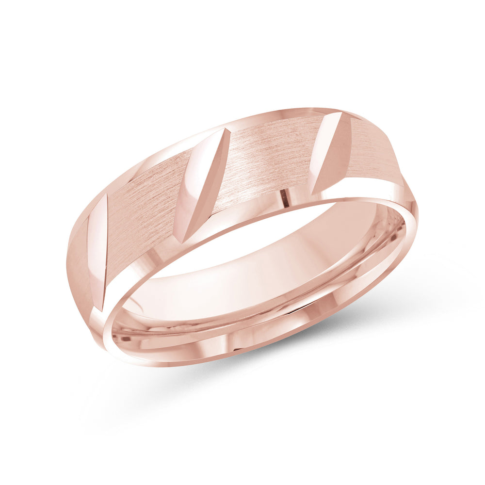 Grooved Diagonal Men's Band with 18KT Rose Gold / 7 Cut Diamond in 14KT Rose Gold / 7 view 1
