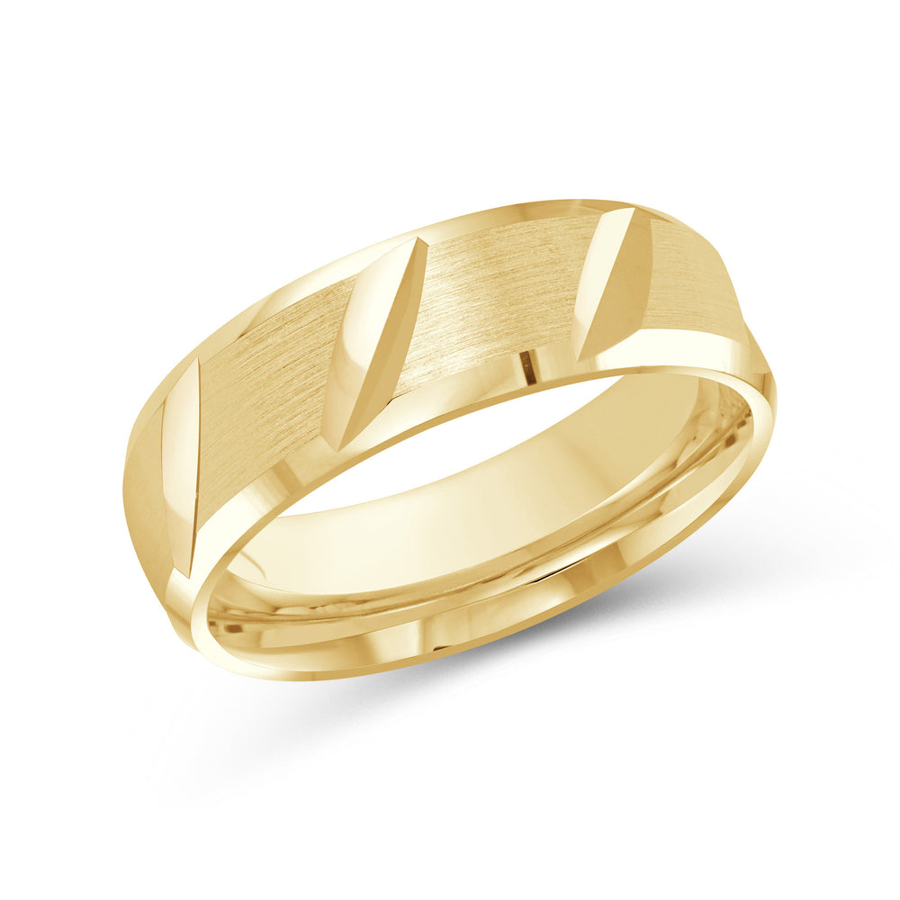 Grooved Diagonal Men's Band with 18KT Yellow Gold / 7 Cut Diamond in 14KT Yellow Gold / 7 view 1
