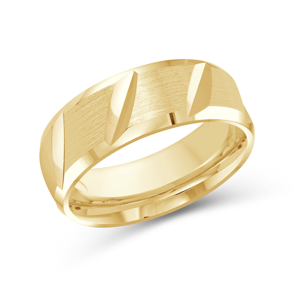 Grooved Diagonal Men's Band with 18KT Yellow Gold / 8 Cut Diamond in 14KT Yellow Gold / 8 view 1
