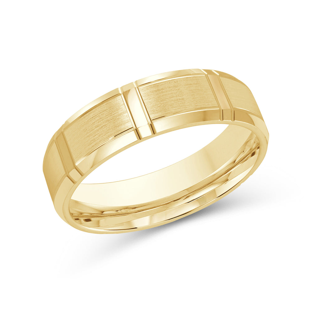 Vertical Stripe Beveled Edge Men's Band with 18KT Yellow Gold / 6 Cut Diamond in 14KT Yellow Gold / 6 view 1
