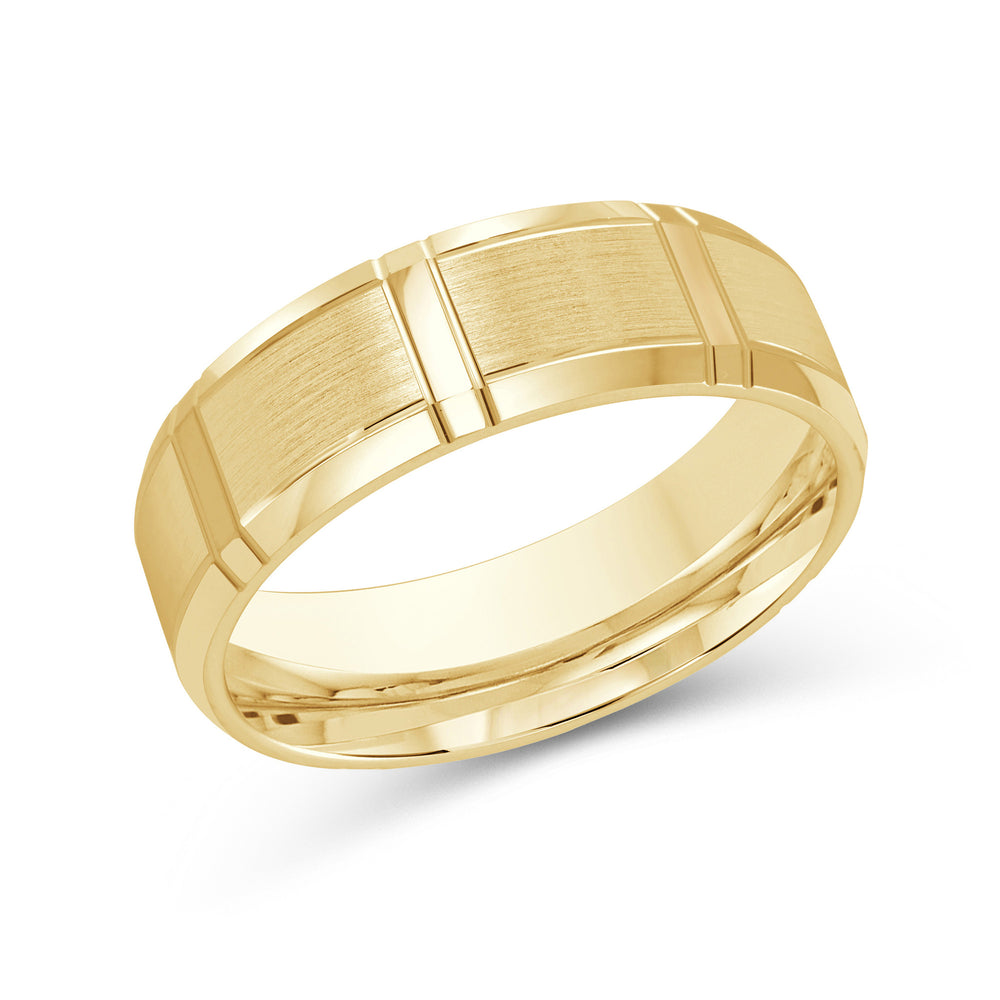 Vertical Stripe Beveled Edge Men's Band with 18KT Yellow Gold / 7 Cut Diamond in 14KT Yellow Gold / 7 view 1
