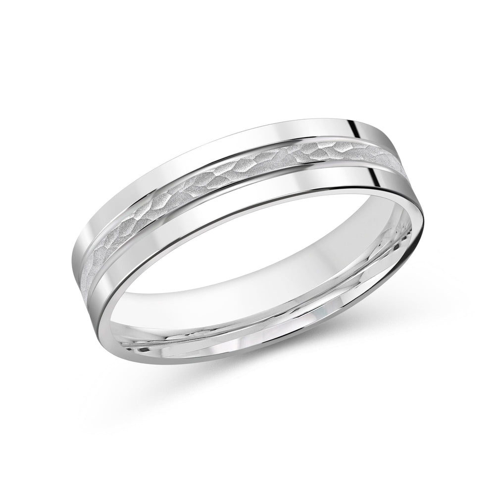 Hammered Horizon Men's Band with Platinum / 5 Cut Diamond in 14KT Platinum / 5 view 1
