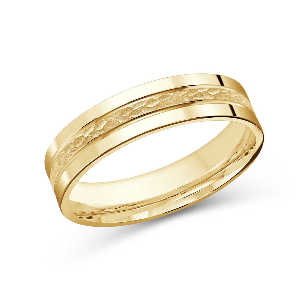 Hammered Horizon Men's Band with 18KT Yellow Gold / 5 Cut Diamond in 14KT Yellow Gold / 5 view 1
