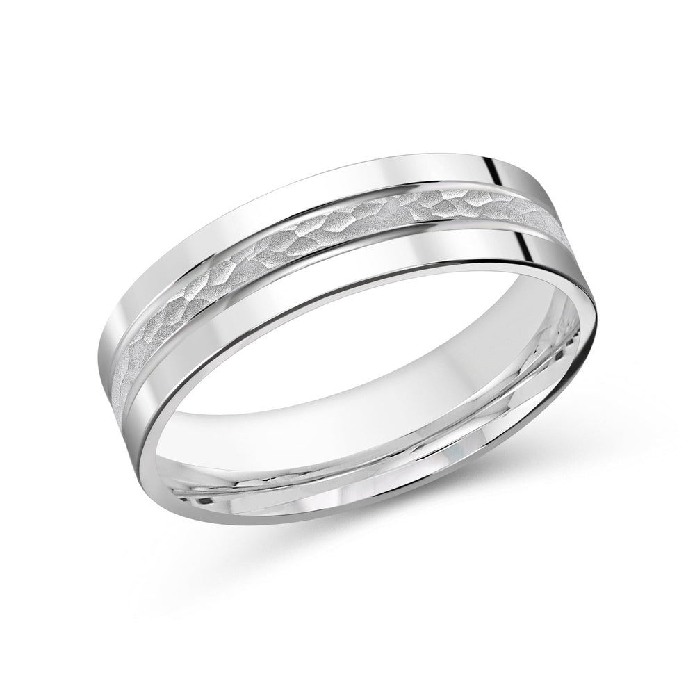 Hammered Horizon Men's Band with Platinum / 6 Cut Diamond in 14KT Platinum / 6 view 1
