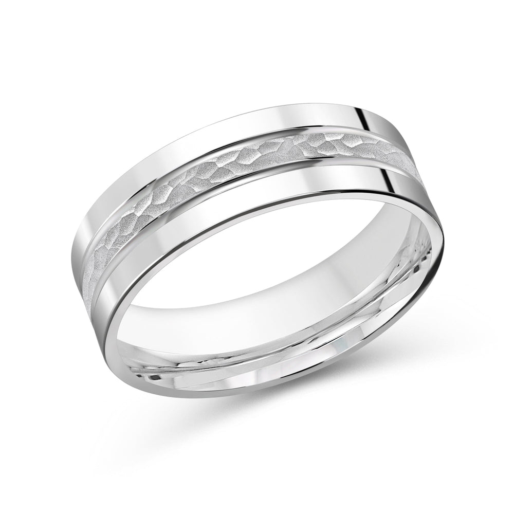 Hammered Horizon Men's Band with Platinum / 7 Cut Diamond in 14KT Platinum / 7 view 1
