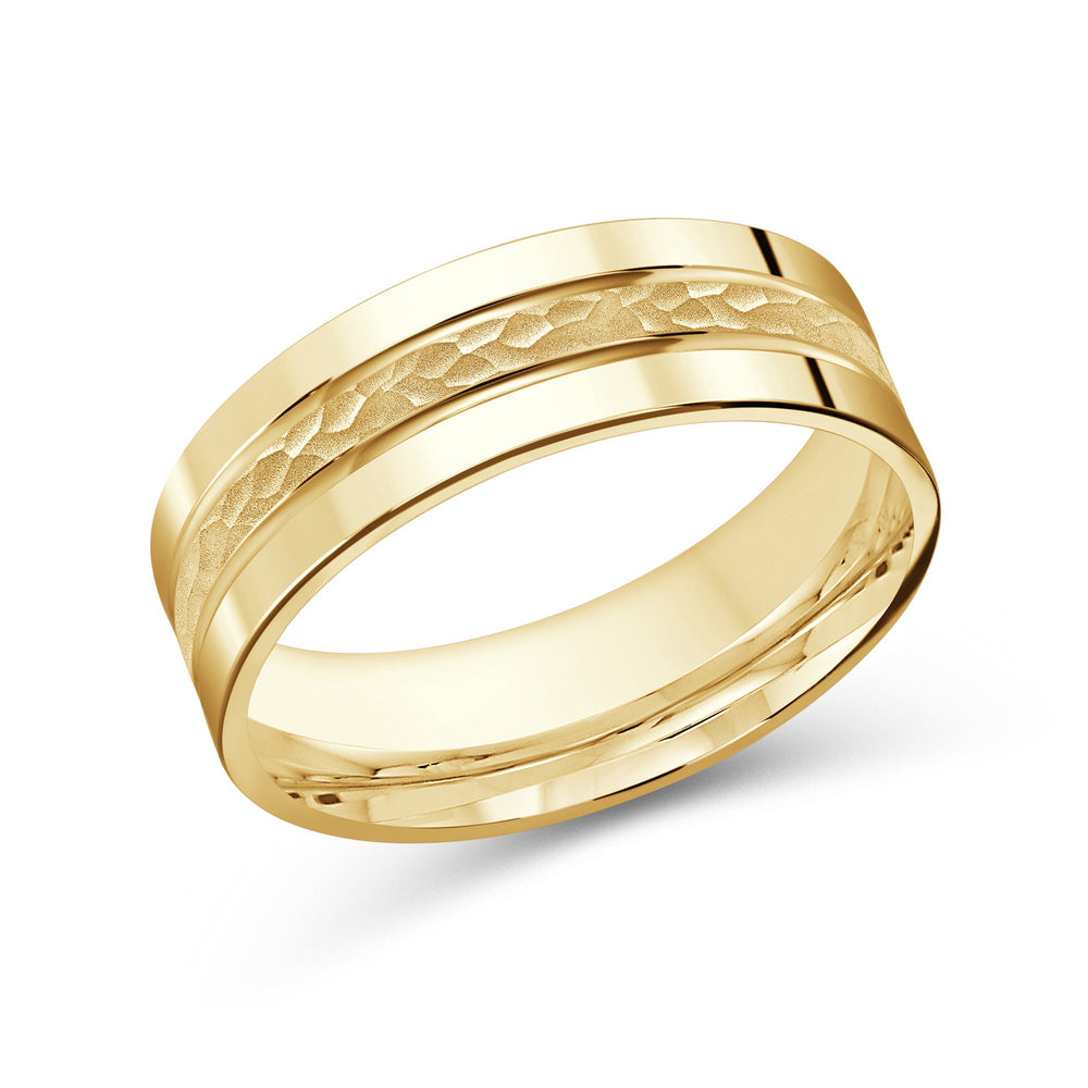 Hammered Horizon Men's Band with 18KT Yellow Gold / 7 Cut Diamond in 14KT Yellow Gold / 7 view 1
