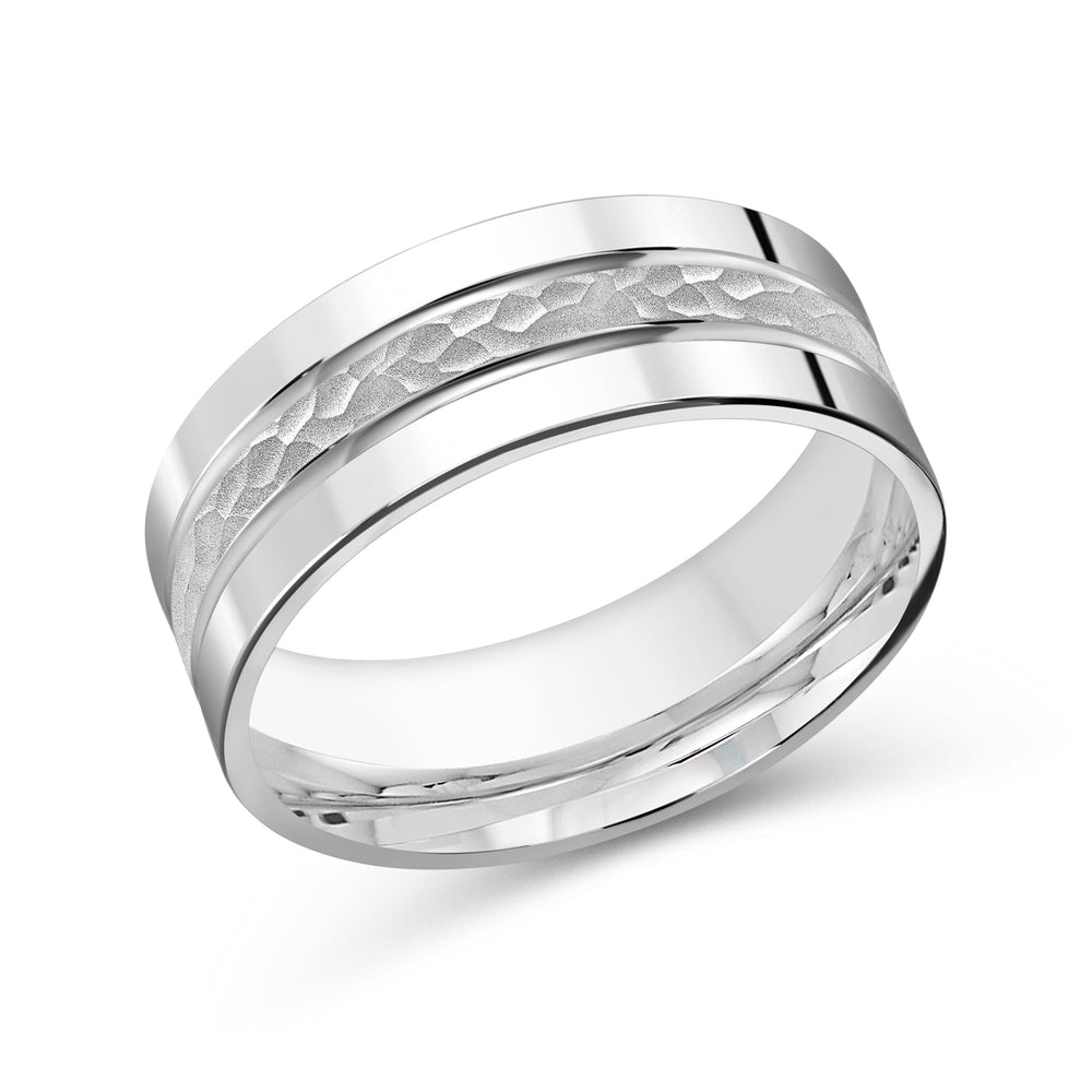 Hammered Horizon Men's Band with Platinum / 8 Cut Diamond in 14KT Platinum / 8 view 1
