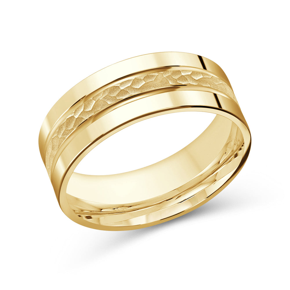Hammered Horizon Men's Band with 18KT Yellow Gold / 8 Cut Diamond in 14KT Yellow Gold / 8 view 1
