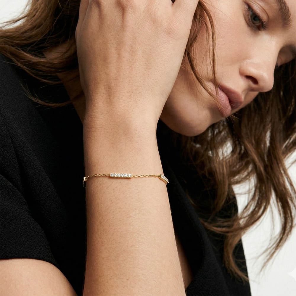 The Serena Stacker Bracelet with Lab Cut Diamond in 14KT Yellow Gold view 2
