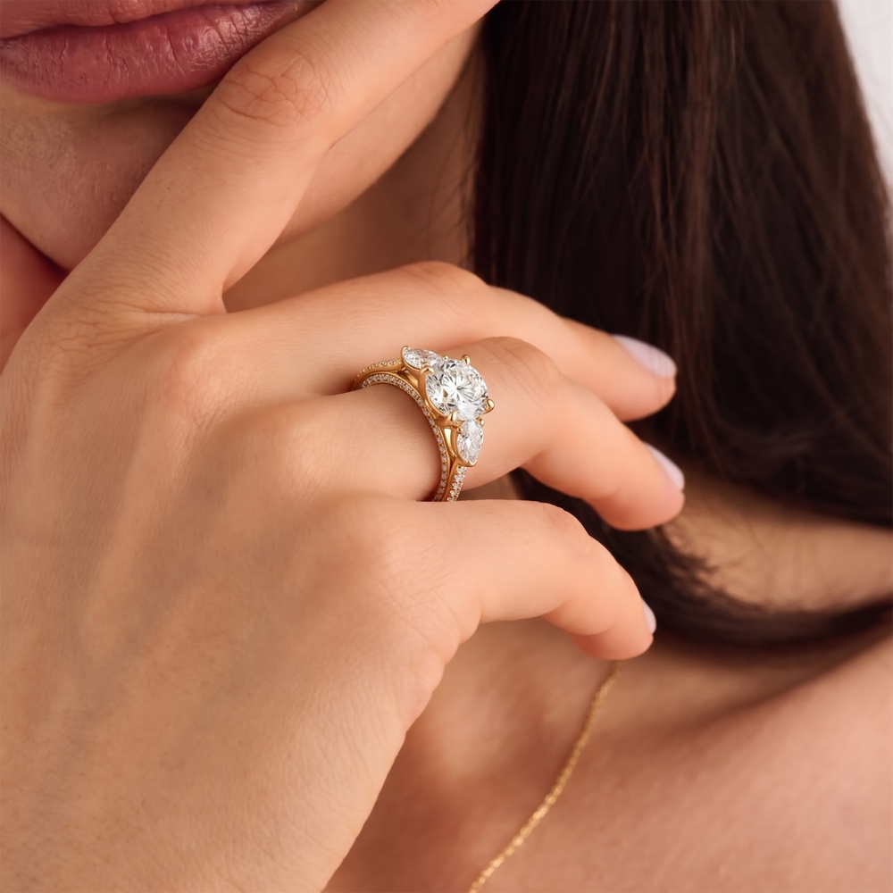 The W Crest Engagement Ring with Round Cut Diamond in 14KT Platinum view 4
