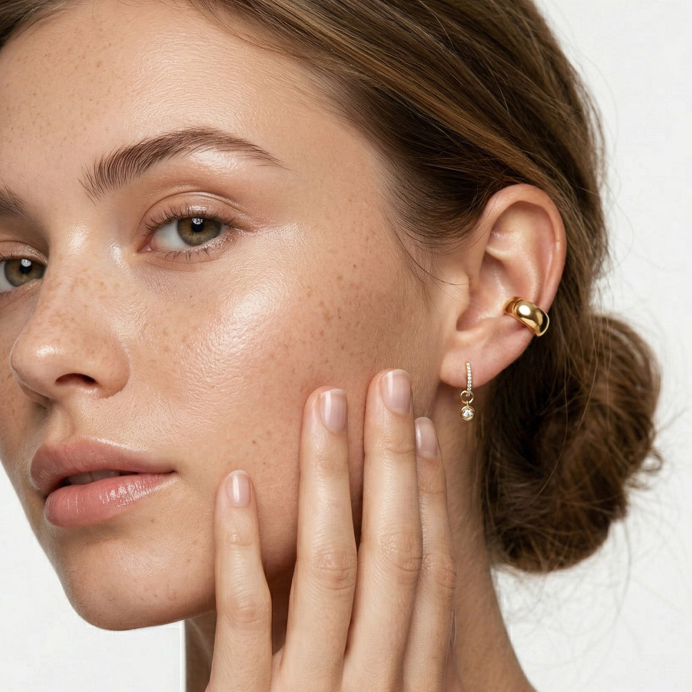 The Lucy Ear Cuff with 18K Yellow Gold Vermeil Cut Diamond in 14KT 18K Yellow Gold Vermeil view 4
