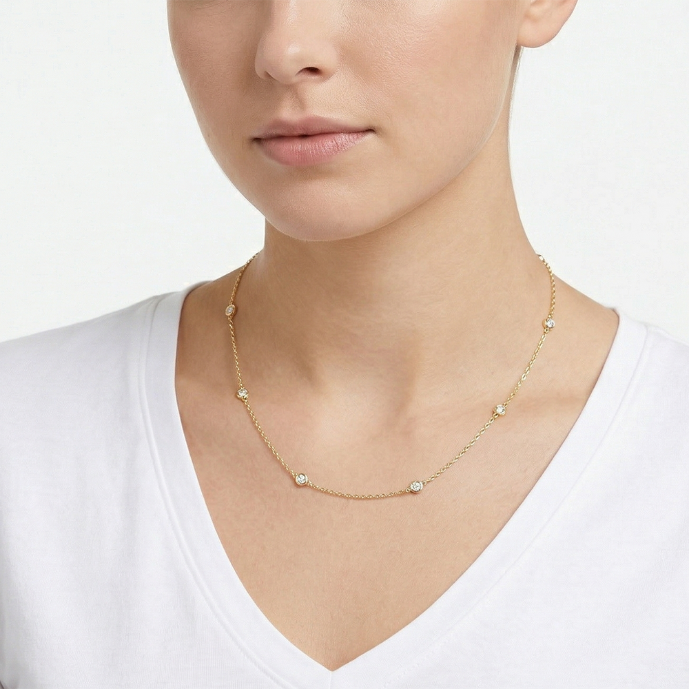 The Rhea Station Necklace with 14KT Yellow Gold / Lab / 1/2 Cut Diamond in 14KT Yellow Gold / Lab / 1/2 view 2
