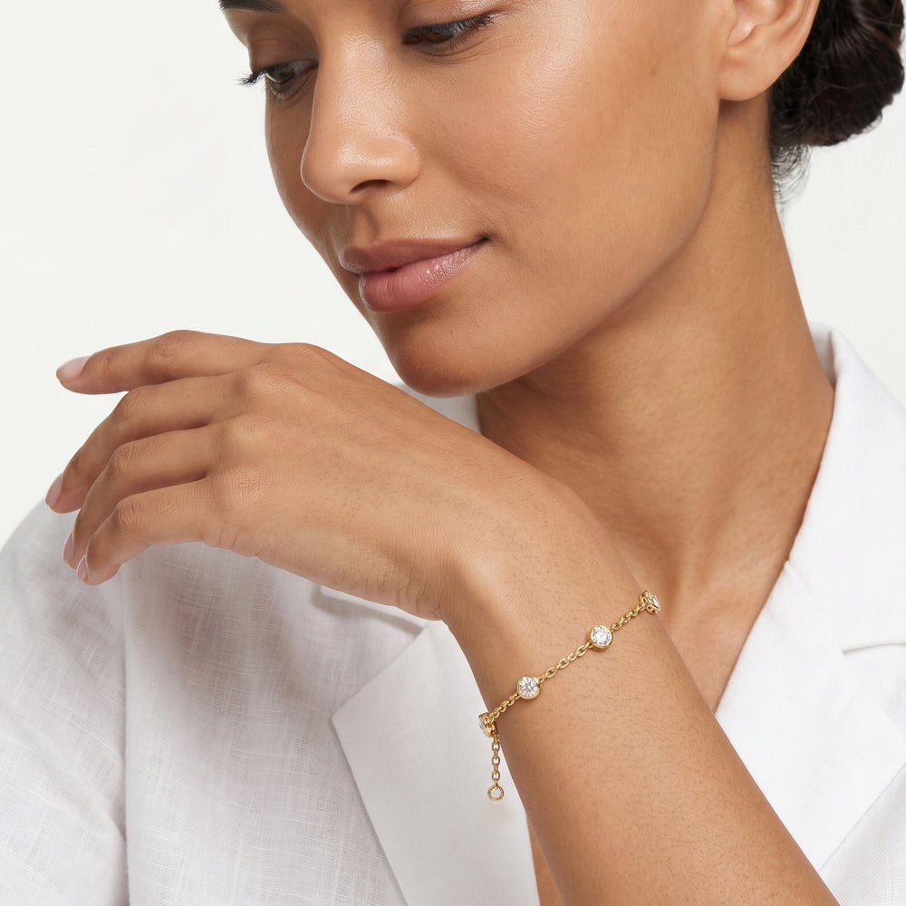 The Eve Station Bracelet with Lab Cut Diamond in 14KT Yellow Gold view 3

