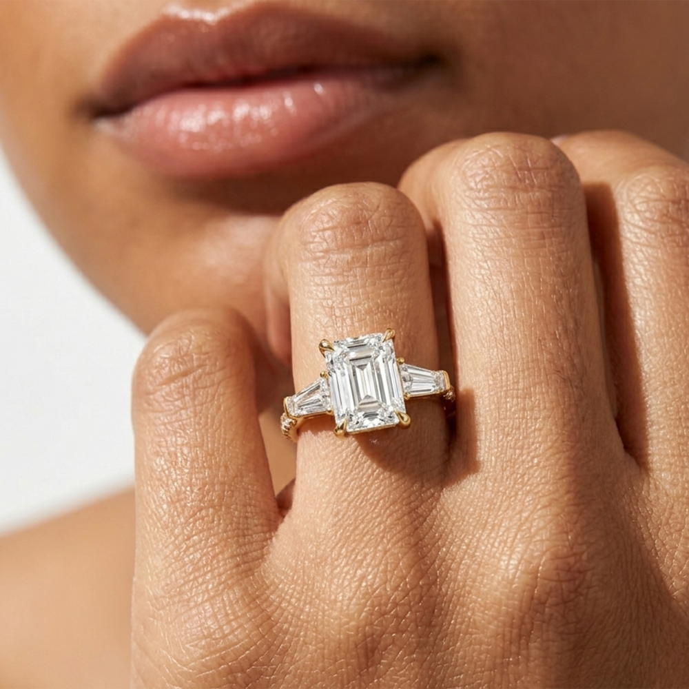 The W Horizon Engagement Ring with Oval Cut Diamond in 14KT Yellow Gold view 3

