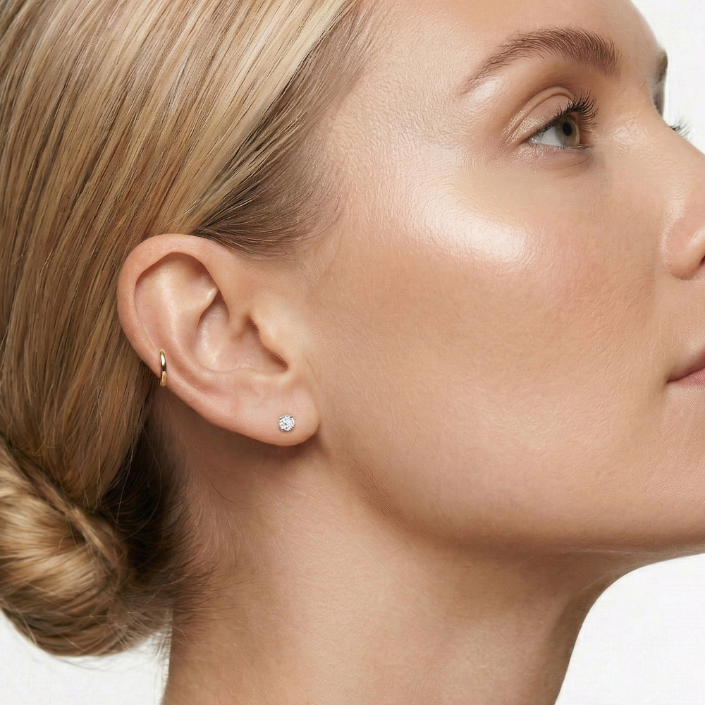 The Mara Midi Hoops with 14KT Yellow Gold / Lab Cut Diamond in 14KT Yellow Gold / Lab view 2
