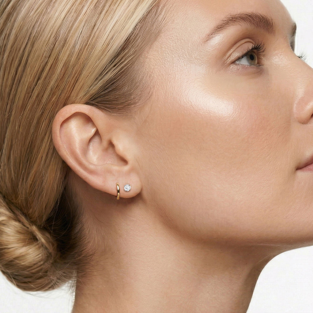 The Mara Midi Hoops with 14KT Yellow Gold / Lab Cut Diamond in 14KT Yellow Gold / Lab view 4
