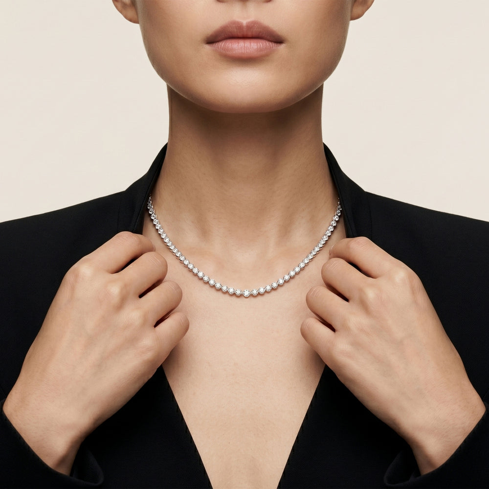 The Kate Tennis Necklace with 18K Yellow Gold Vermeil / Lab / 5/8 Cut Diamond in 14KT 18K Yellow Gold Vermeil / Lab / 5/8 view 5
