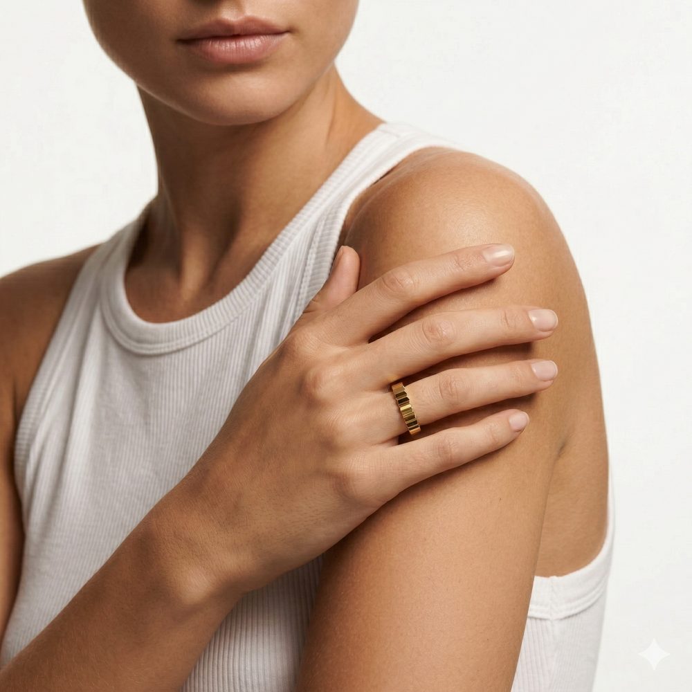 Model Wearing The Kit Stacker Ring view