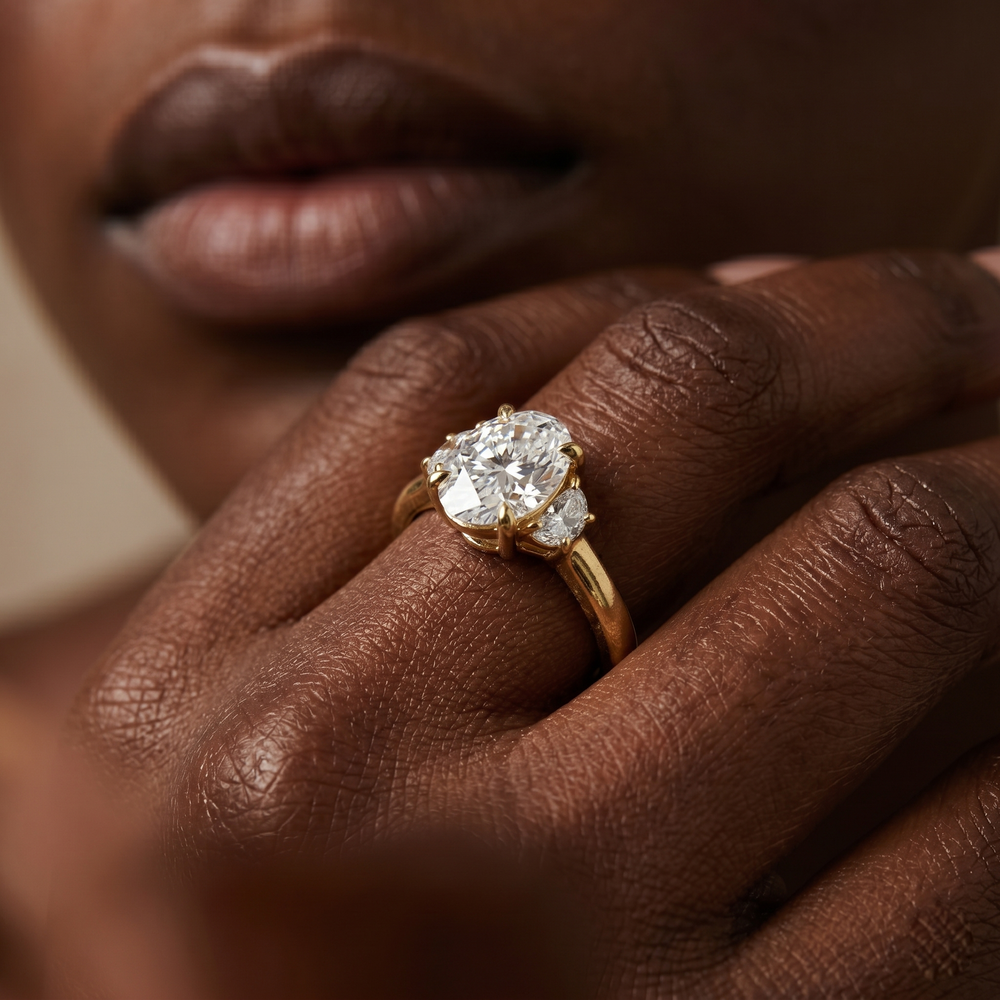 Elegance Half Moon Side Stone Engagement Ring with Radiant Cut Diamond in 14KT Platinum view 9
