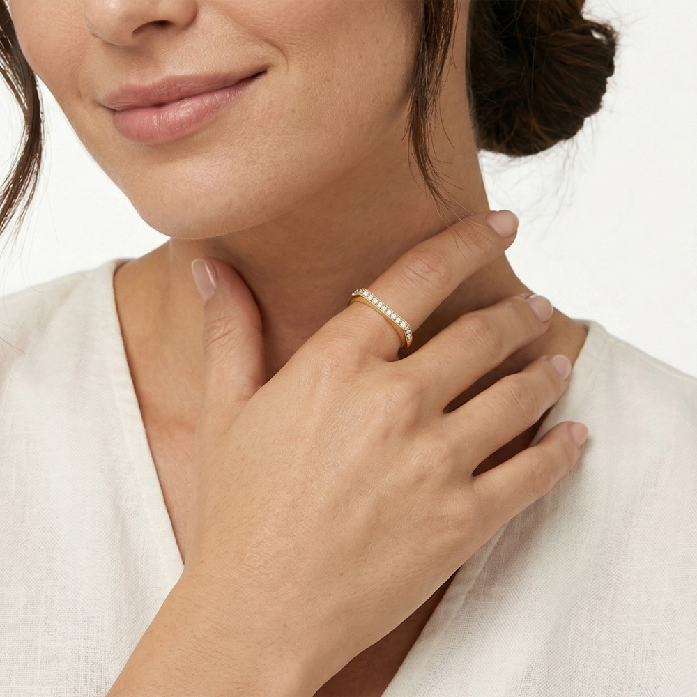 Model Wearing The Scottie Pavé Stacker Ring view