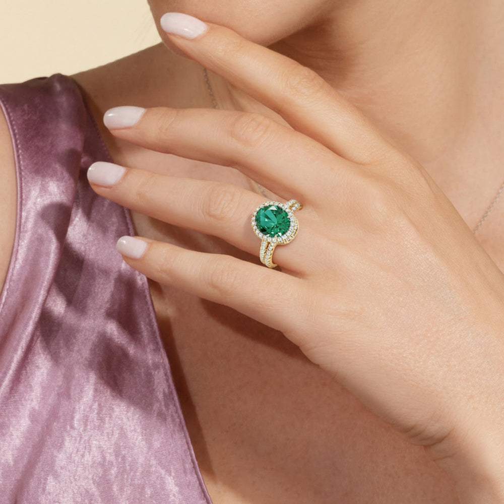 The Roselle Diamond Wedding Band with Created Emerald Cut Diamond in 14KT Platinum view 6
