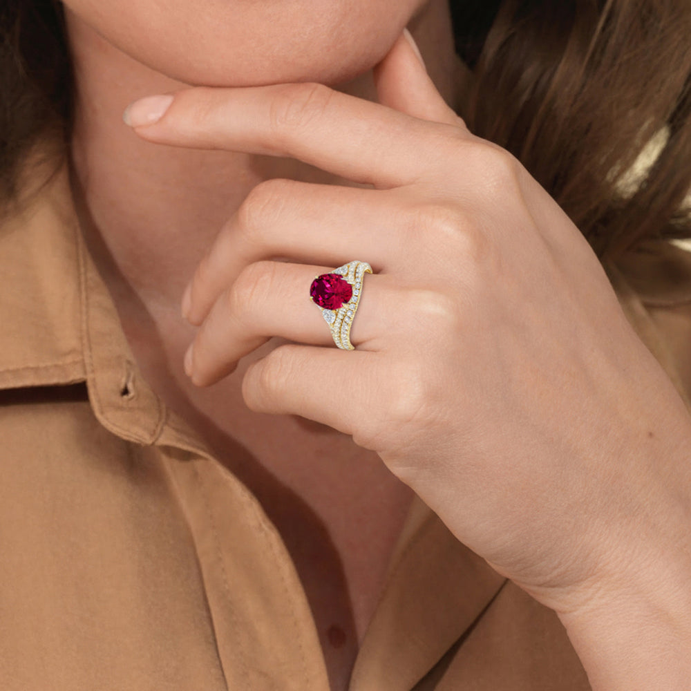 The Viridelle Diamond Wedding Band with Created Ruby Cut Diamond in 14KT Platinum view 6

