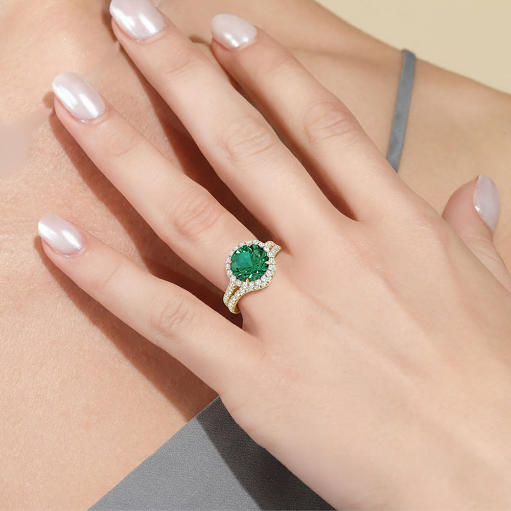 The Rosalune Diamond Wedding Band with Created Emerald Cut Diamond in 14KT Rose Gold view 6
