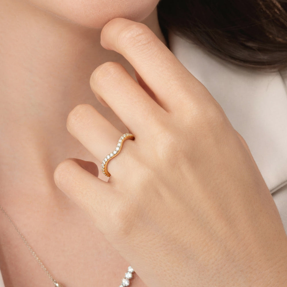 The Rosalune Diamond Wedding Band with Created Morganite Cut Diamond in 14KT Rose Gold view 5
