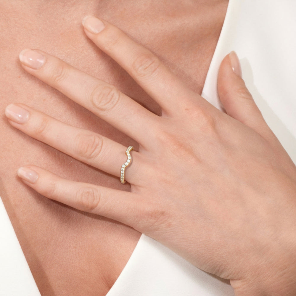 The Verdelle Diamond Wedding Band with Created Ruby Cut Diamond in 14KT Rose Gold view 5
