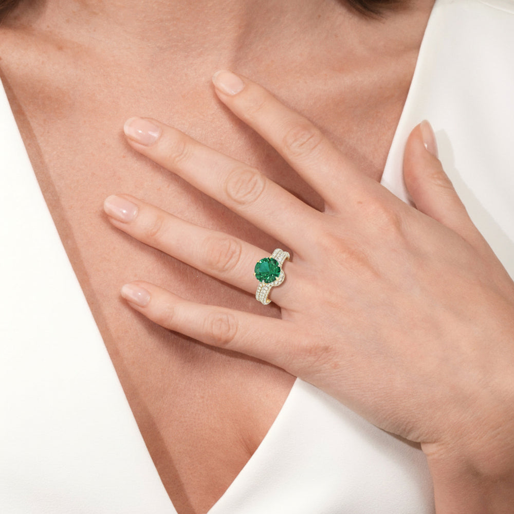 The Florence Diamond Wedding Band with Created Emerald Cut Diamond in 14KT Platinum view 6

