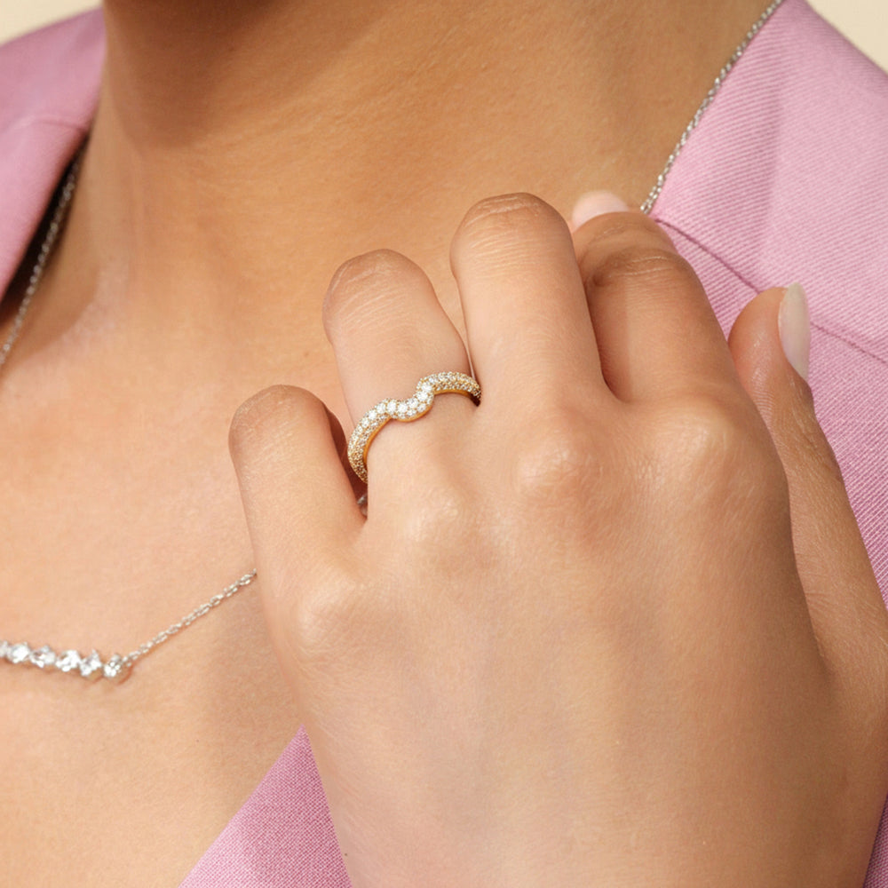 The Florence Diamond Wedding Band with Created Emerald Cut Diamond in 14KT Yellow Gold view 5
