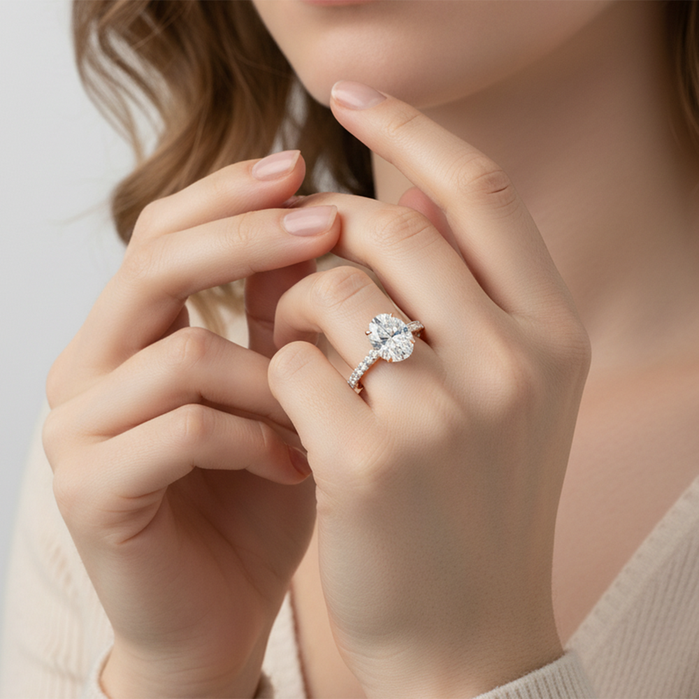 Model Wearing The Tulip Lightline Ring view