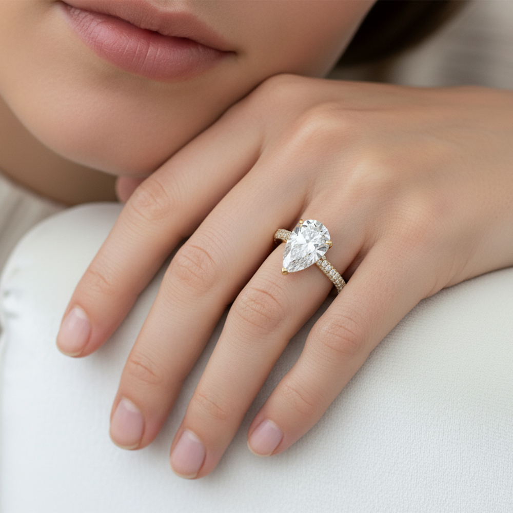 The Tulip Velvet Ring with Oval Cut Diamond in 14KT Platinum view 2
