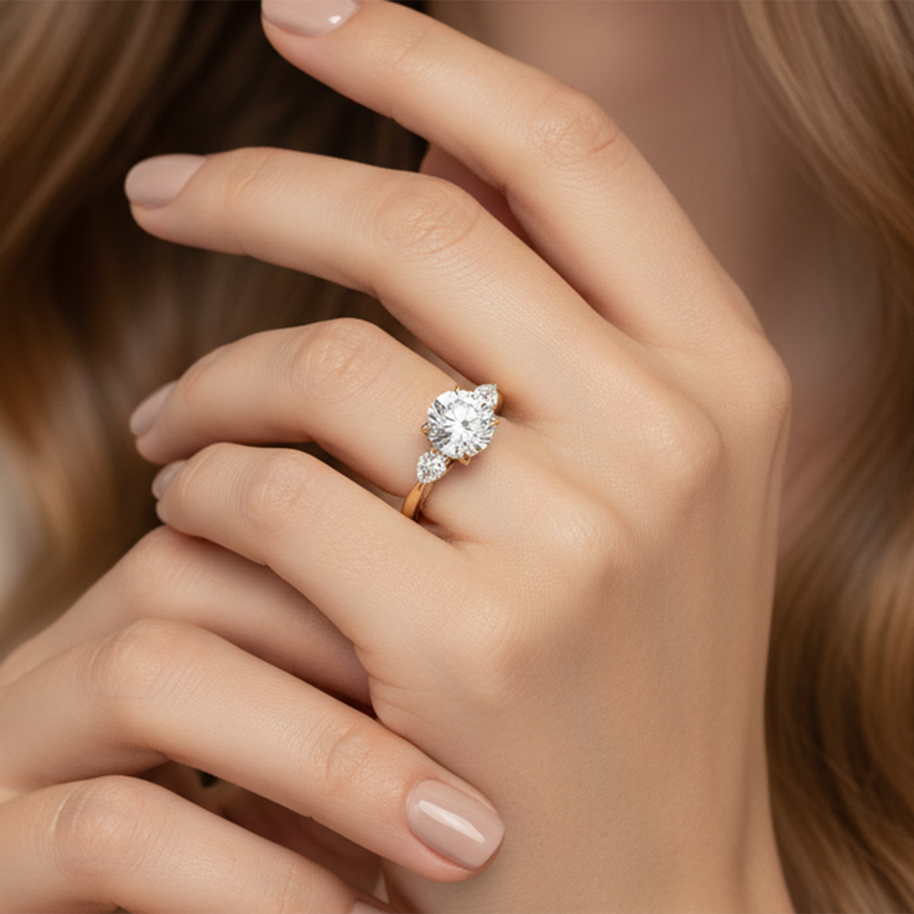 Model Wearing The Tulip Trilogy Ring view