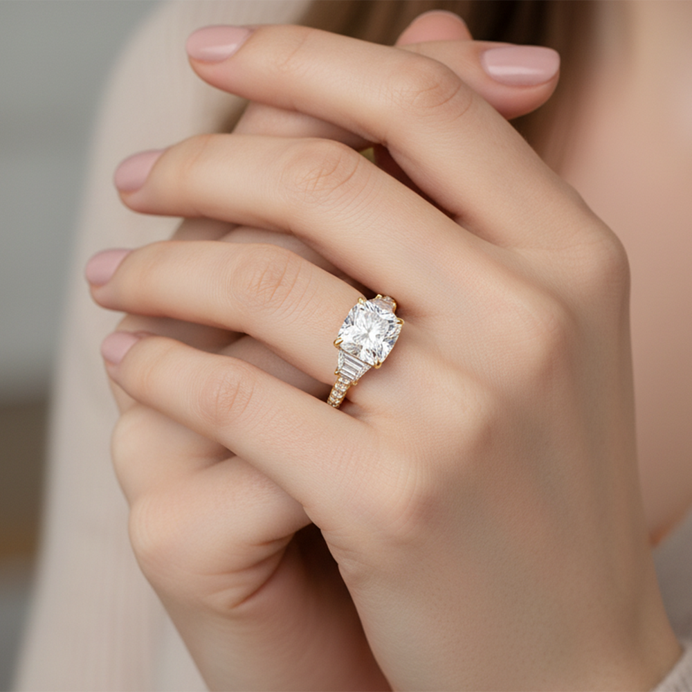 The Tulip Grande Ring with Oval Cut Diamond in 14KT Rose Gold view 3
