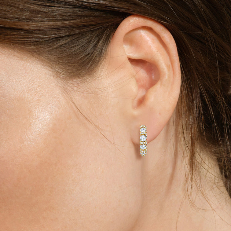 The Fulton Hoops with 18KT Rose Gold / Lab / 2 1/10 Cut Diamond in 14KT Rose Gold / Lab / 2 1/10 view 3
