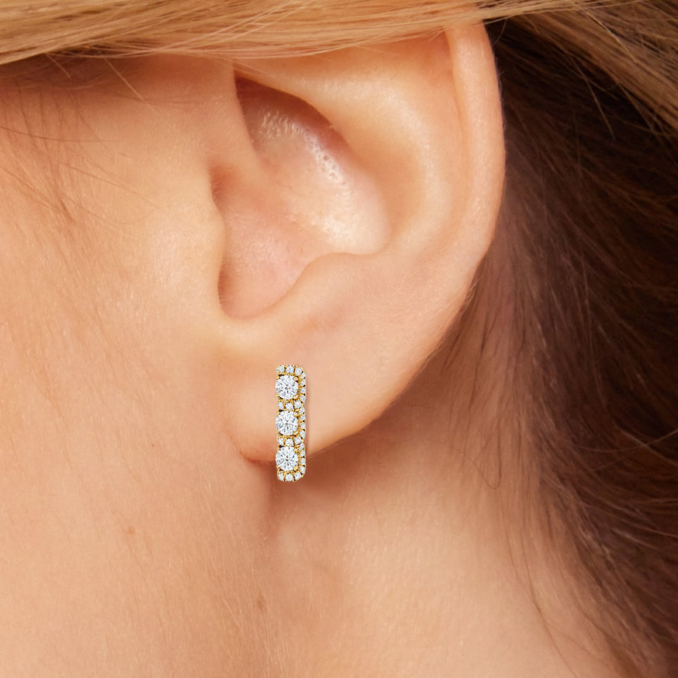 The Fulton Drop Studs with 18KT Yellow Gold / Lab / 1 Cut Diamond in 14KT Yellow Gold / Lab / 1 view 2
