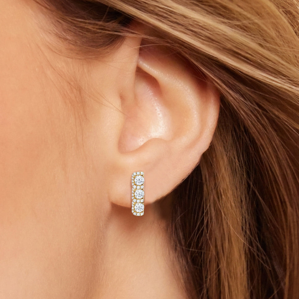 The Fulton Drop Studs with 18KT Yellow Gold / Lab / 1 Cut Diamond in 14KT Yellow Gold / Lab / 1 view 3
