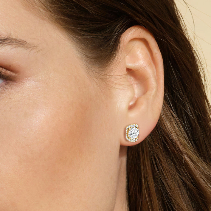 The Fulton Studs with Platinum / Lab / 2 1/5 Cut Diamond in 14KT Platinum / Lab / 2 1/5 view 3
