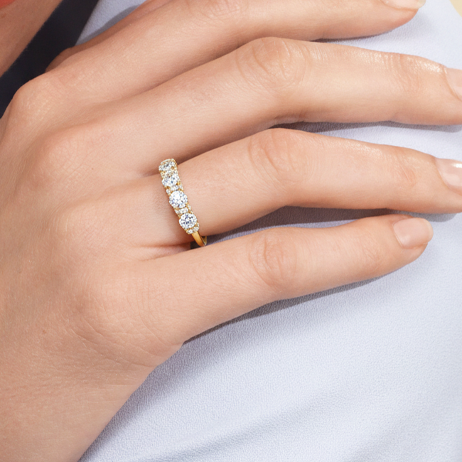 The Fulton Anniversary Ring (E+ VS+) with 18KT Yellow Gold / Natural / 1 Cut Diamond in 14KT Yellow Gold / Natural / 1 view 3
