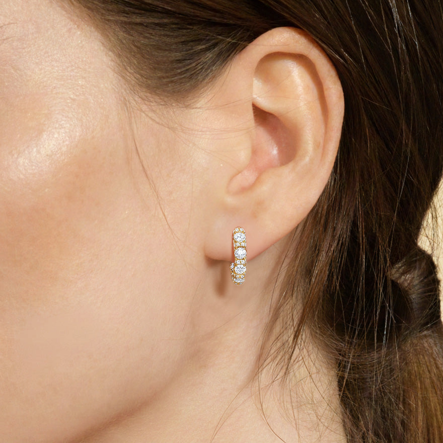 The Fulton Hoops with 18KT Rose Gold / Lab / 2 1/10 Cut Diamond in 14KT Rose Gold / Lab / 2 1/10 view 2
