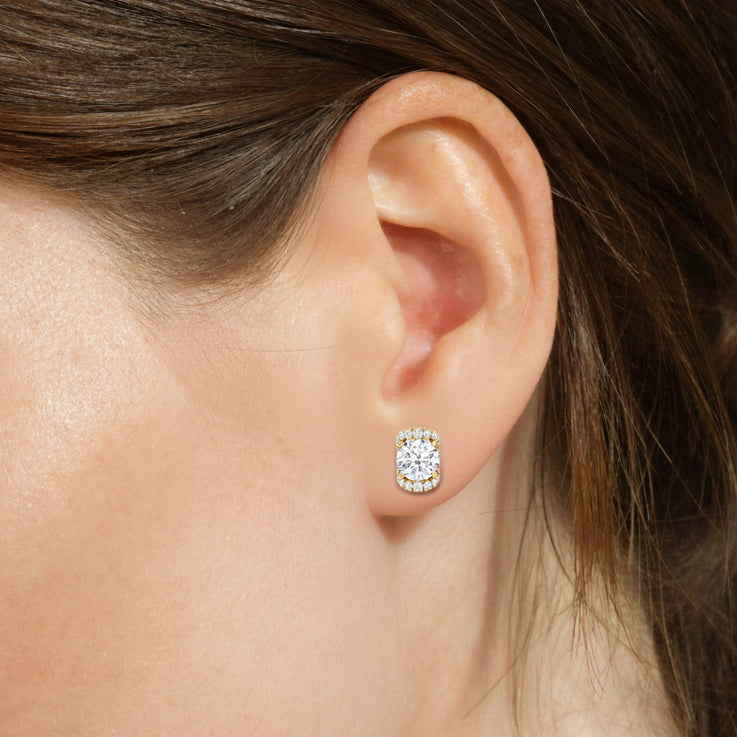 The Fulton Studs with 18KT Yellow Gold / Lab / 2 1/5 Cut Diamond in 14KT Yellow Gold / Lab / 2 1/5 view 2

